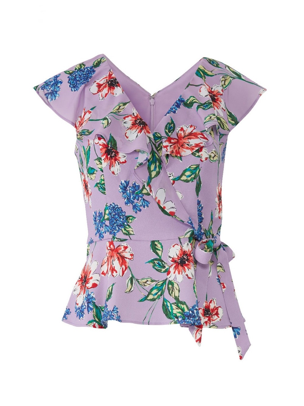 Parker Floral Wrap Peplum Top - Lavender NWT MSRP $228